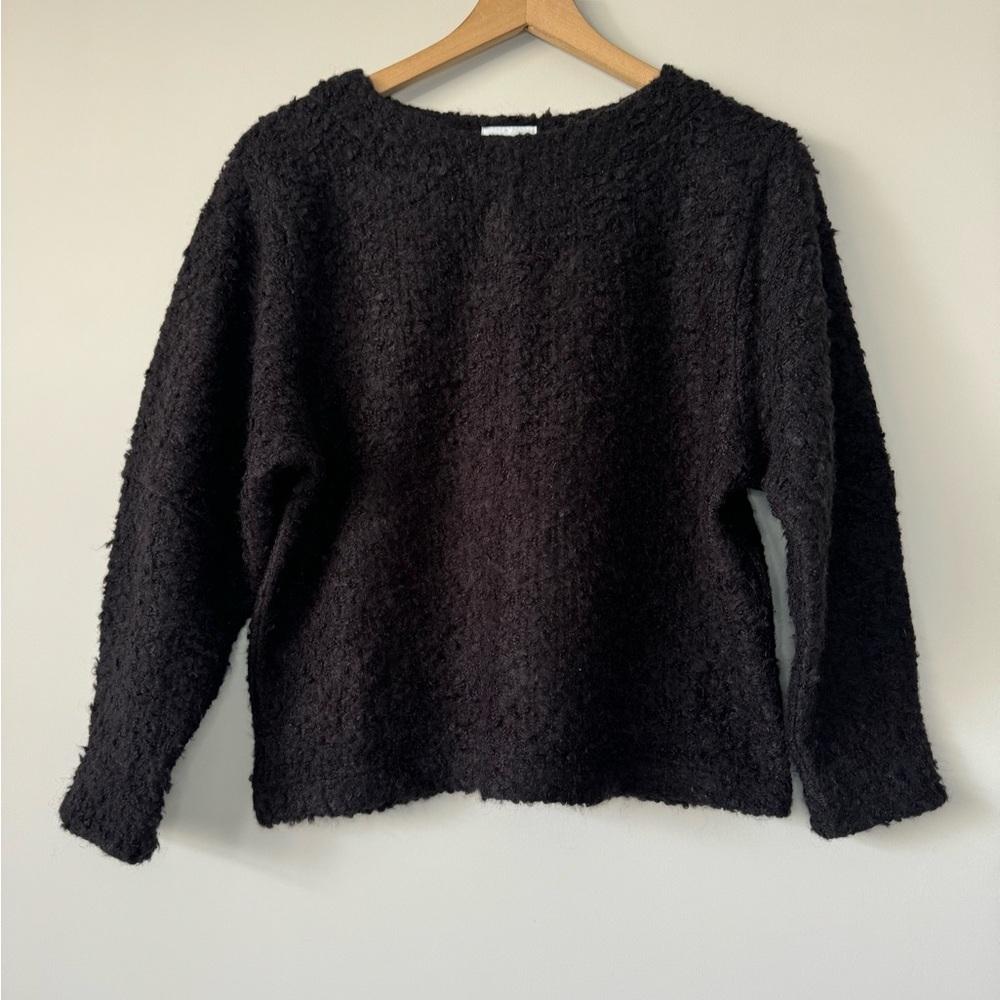 Reifhaus handcrafted textured boucle boxy Cozy Black Sweater small